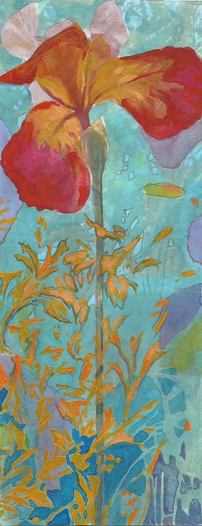 09 iris variations acrylique sur scan 10,5x26cm