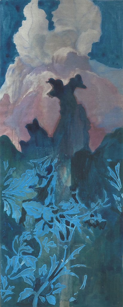 06 iris variations acrylique sur scan 10,5x26cm